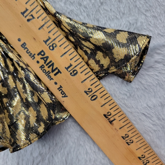 Alice + Olivia Womens Silk Blend Blouse Size XS Leopard Print Metallic Elliott - Picture 9 of 14